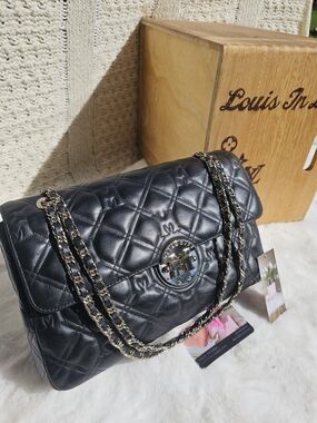Quilted Black Chain-Handle Shoulder Bag